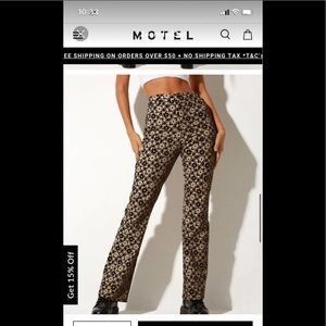 SOLD Motel Rocks Zoven Flare Trousers in Patchwork Daisy Brown, XS